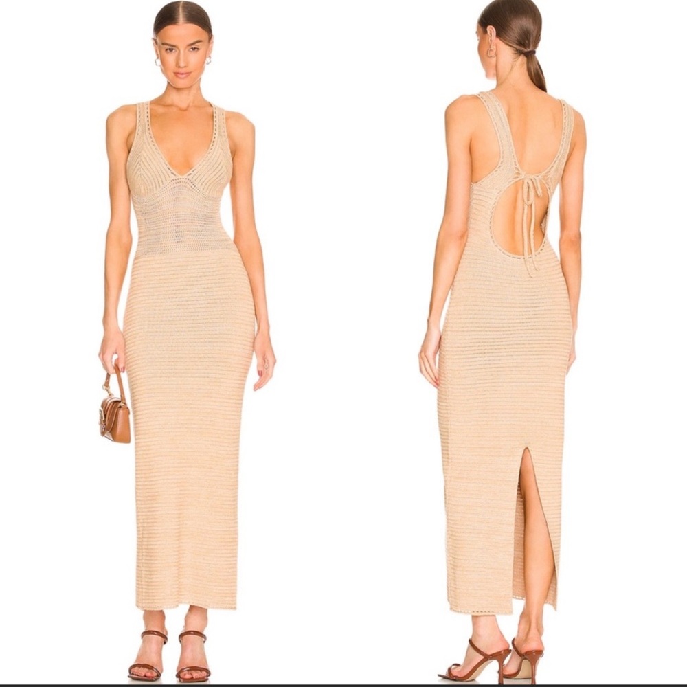 Revolve Ronny Kobo collection Darcey knit dress Tan